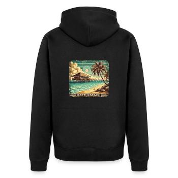 Reethi Beach Maldives Retro Summer Grunge Beach - Unisex Premium Organic Zip Hoodie - black - Back - Nico (187cm)