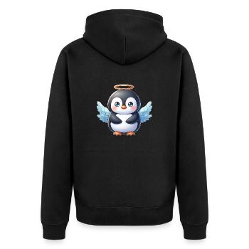 Dessin animé mignon ange pingouin avec halo - Veste à capuche bio Premium Unisexe - noir - Dos - Nico (187cm)