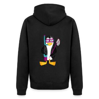Penguin Snorkel Holiday Beach Holiday - Unisex Premium Organic Zip Hoodie - black - Back - Nico (187cm)