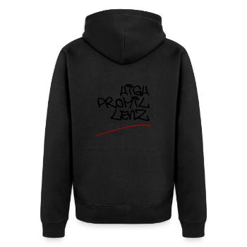 high promillenz style schwarz - Unisex Premium Bio Zip Hoodie - Schwarz - Hinten - Nico (187cm)