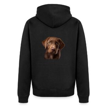 Labrador Retriever, Geschenkidee für Labrador - Unisex Premium Bio Zip Hoodie - Schwarz - Hinten - Nico (187cm)