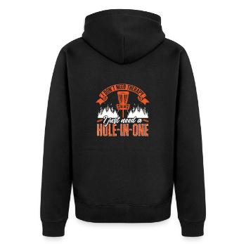 Discgolf Disc Golf Frisbee - Unisex Premium Organic Zip Hoodie - black - Back - Nico (187cm)