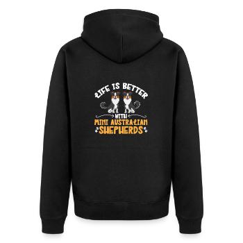 Miniature Australian Shepherd - Unisex Premium Bio Zip Hoodie - Schwarz - Hinten - Nico (187cm)