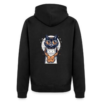 Backen - Unisex Premium Bio Zip Hoodie - Schwarz - Hinten - Nico (187cm)
