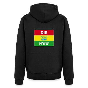 Die Ampel muss weg Bauern Protest Streik Demo - Unisex Premium Bio Zip Hoodie - Schwarz - Hinten - Nico (187cm)