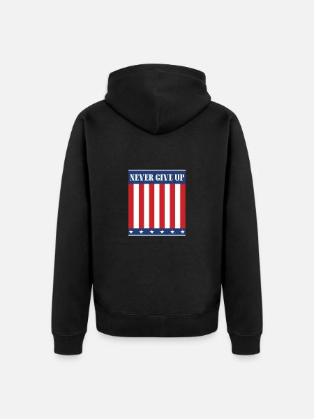 Never give up - Unisex Premium Organic Zip Hoodie - black