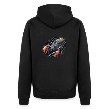 Phantasie Raumschiff in Hummer Form - Unisex Premium Bio Zip Hoodie - Schwarz - Hinten - Nico (187cm)