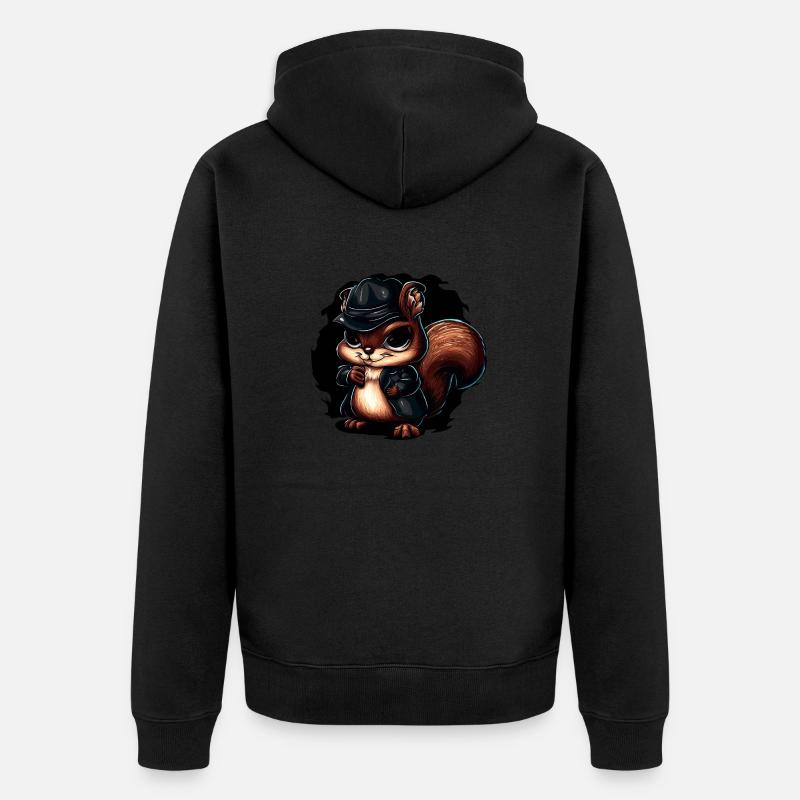 Conception cool d’écureuil gangster - Veste à capuche bio Premium Unisexe - noir