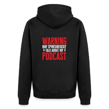 Podcaster Podcast - Unisex Premium Bio Zip Hoodie - Schwarz - Hinten - Nico (187cm)