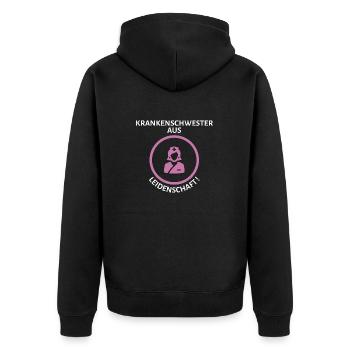 Leidenschaftliche Krankenschwester - Unisex Premium Bio Zip Hoodie - Schwarz - Hinten - Nico (187cm)