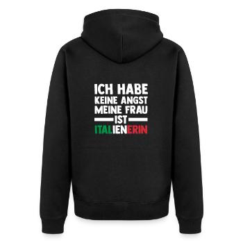 Ich habe keine Angst meine Frau ist Italienerin - Unisex Premium Bio Zip Hoodie - Schwarz - Hinten - Nico (187cm)