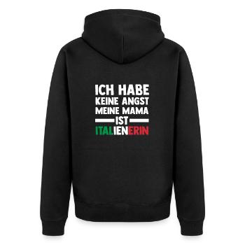 Ich habe keine Angst meine Mama ist Italienerin - Unisex Premium Bio Zip Hoodie - Schwarz - Hinten - Nico (187cm)