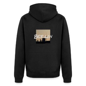 Berlin TV Tower Panorama - Unisex Premium Organic Zip Hoodie - black - Back - Nico (187cm)