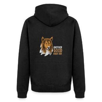 Collie à poil long Chien Rough Collie - Veste à capuche bio Premium Unisexe - noir - Dos - Nico (187cm)