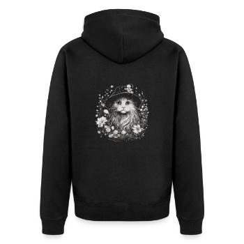 Chat Sorcier Cottagecore - Veste à capuche bio Premium Unisexe - noir - Dos - Nico (187cm)