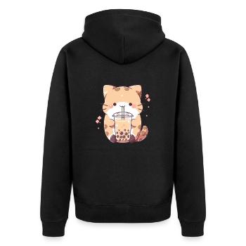 Thé à bulles Kawaii Cat Boba - Veste à capuche bio Premium Unisexe - noir - Dos - Nico (187cm)