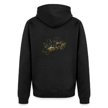 Illustrierte Designs Grüne Pracht mit Ginster - Unisex Premium Bio Zip Hoodie - Schwarz - Hinten - Nico (187cm)