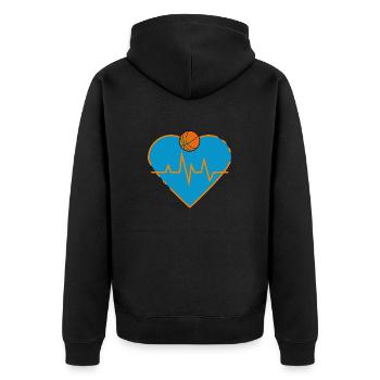 Basketball-T-Shirt -Geschenk Basketball-Fan - Unisex Premium Bio Zip Hoodie - Schwarz - Hinten - Nico (187cm)
