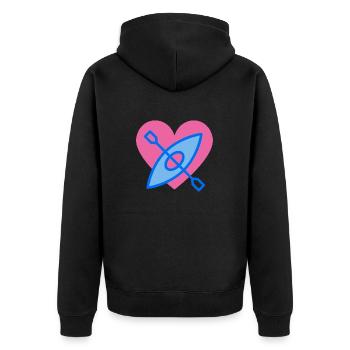 Herz Kanu Liebe - Unisex Premium Bio Zip Hoodie - Schwarz - Hinten - Nico (187cm)