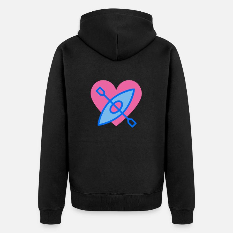 coeur canoë love - Veste à capuche bio Premium Unisexe - noir