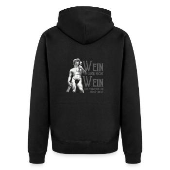 Wein Oder Nicht Wein? Lustig Weintrinker Spruch - Unisex Premium Bio Zip Hoodie - Schwarz - Hinten - Nico (187cm)