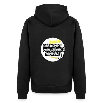 Wie kommt man in den Himmel? - Jesus - Unisex Premium Bio Zip Hoodie - Schwarz - Hinten - Nico (187cm)