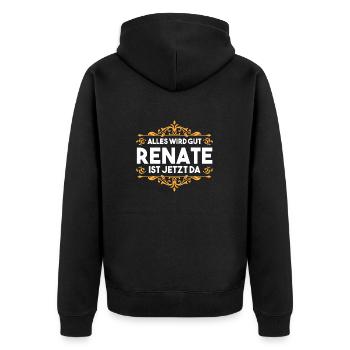 Renate - Unisex Premium Bio Zip Hoodie - Schwarz - Hinten - Nico (187cm)