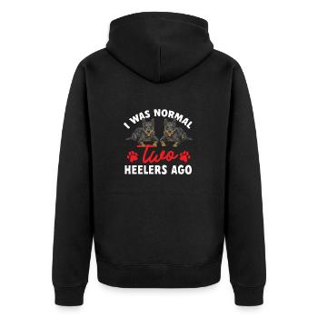 Australian Cattle Dog Red Blue Heeler - Unisex Premium Bio Zip Hoodie - Schwarz - Hinten - Nico (187cm)