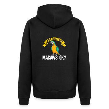 Yellow-breasted Macaw Parrot Blue And Yellow Macaw - Unisex Premium Organic Zip Hoodie - black - Back - Nico (187cm)