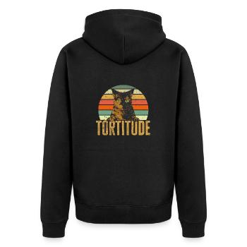Schildpatt Katze Tortoiseshell Cat Tortie - Unisex Premium Bio Zip Hoodie - Schwarz - Hinten - Nico (187cm)