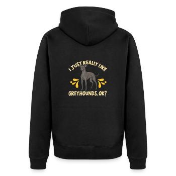 Italienischer Windspiel Windhund Hunde - Unisex Premium Bio Zip Hoodie - Schwarz - Hinten - Nico (187cm)