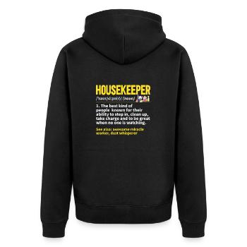 Domestic help, cleaner, housekeeper - Unisex Premium Organic Zip Hoodie - black - Back - Nico (187cm)
