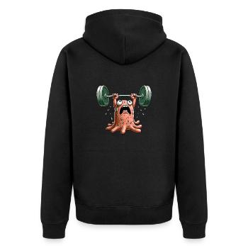 Entraînement de fitness drôle d’amibe haltérophile - Veste à capuche bio Premium Unisexe - noir - Dos - Nico (187cm)