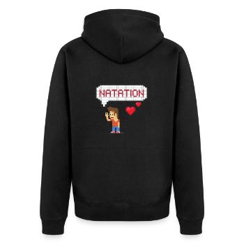 Schwimmendes Liebespixel - Unisex Premium Bio Zip Hoodie - Schwarz - Hinten - Nico (187cm)