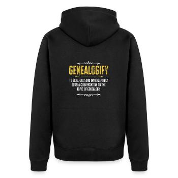 Genealogie Ahnenforschung Ahnenforscher - Unisex Premium Bio Zip Hoodie - Schwarz - Hinten - Nico (187cm)