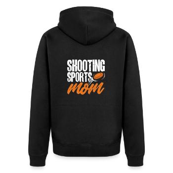 Trapschießen Skeet Tontaubenschießen - Unisex Premium Bio Zip Hoodie - Schwarz - Hinten - Nico (187cm)