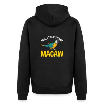 Gelbbrustara Papagei Blue And Yellow Macaw - Unisex Premium Bio Zip Hoodie - Schwarz - Hinten - Nico (187cm)