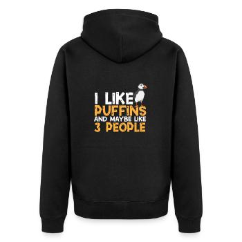 puffin puffin auke birds Lunde - Unisex Premium Organic Zip Hoodie - black - Back - Nico (187cm)
