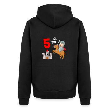 Kreuzritter Tempelritter Krieger 4. Geburtstag - Unisex Premium Bio Zip Hoodie - Schwarz - Hinten - Nico (187cm)