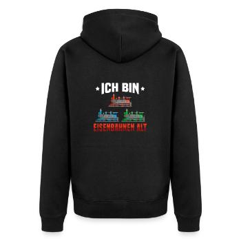 Dampfzug Lokomotive 3 Geburtstag Eisenbahn - Unisex Premium Bio Zip Hoodie - Schwarz - Hinten - Nico (187cm)