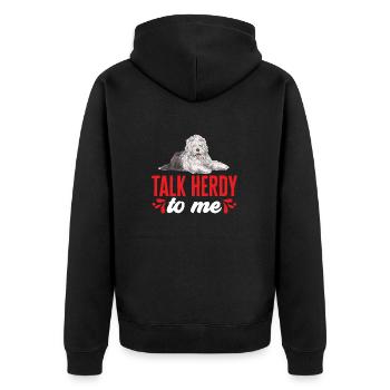 Old English Sheepdog Sheepie Bobtail - Unisex Premium Bio Zip Hoodie - Schwarz - Hinten - Nico (187cm)