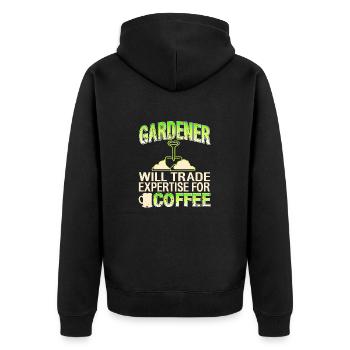Gardener Coffee Trade Funny Plant Lover Joke - Unisex Premium Organic Zip Hoodie - black - Back - Nico (187cm)