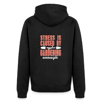 Soulagement du stress grâce au jardinage Citation d’humour - Veste à capuche bio Premium Unisexe - noir - Dos - Nico (187cm)