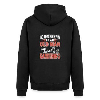 Powerful Old Man Gardening Humor - Unisex Premium Bio Zip Hoodie - Schwarz - Hinten - Nico (187cm)