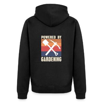 Powered by Gardening Retro Style Fan - Unisex Premium Organic Zip Hoodie - black - Back - Nico (187cm)