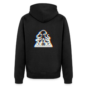 Glitch Kraken – Your Soundtrack! - Unisex Premium Organic Zip Hoodie - black - Back - Nico (187cm)