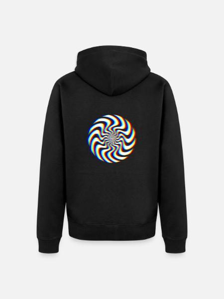 Glitch Spiral – Optical Illusion - Unisex Premium Organic Zip Hoodie - black