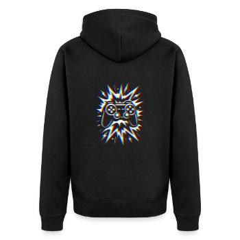 Manette Glitch – Explosion Gaming - Veste à capuche bio Premium Unisexe - noir - Dos - Nico (187cm)