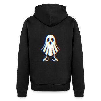 Glitch Ghost – Spooky Style - Unisex Premium Organic Zip Hoodie - black - Back - Nico (187cm)