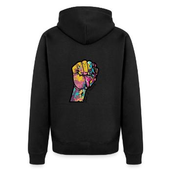Le pouvoir de la culture - Graffiti à la main - Veste à capuche bio Premium Unisexe - noir - Dos - Nico (187cm)